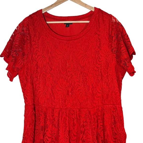 Torrid Lace Fit And Flare Red Midi Dress Plus Size 2X Party Romantic Whimsigoth - Picture 5 of 16